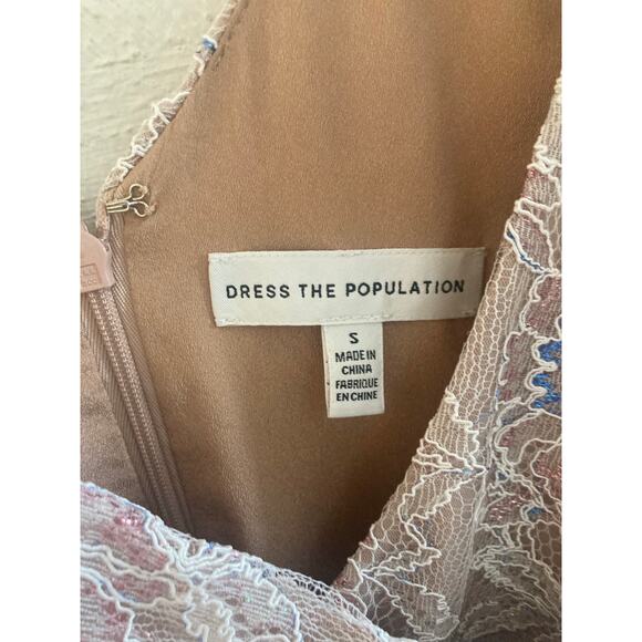 NWT Dress The Population Helen Lace Sequin Gown Surplice V-Neck Trumpet Dress S - Picture 7 of 11